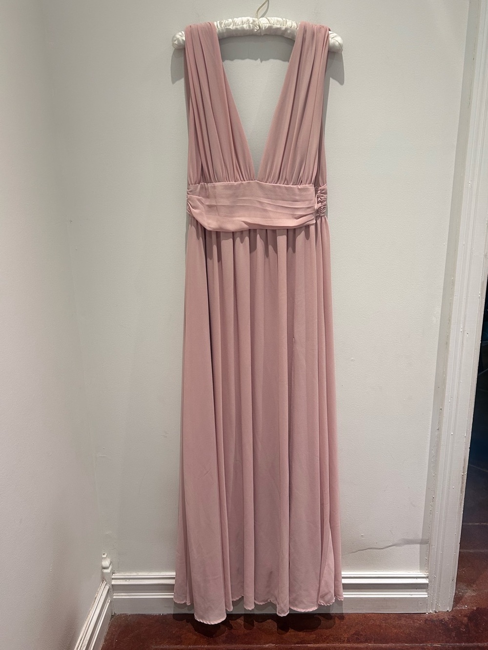 Lulu's Dusty Rose Plunging V-Neck Maxi Dress